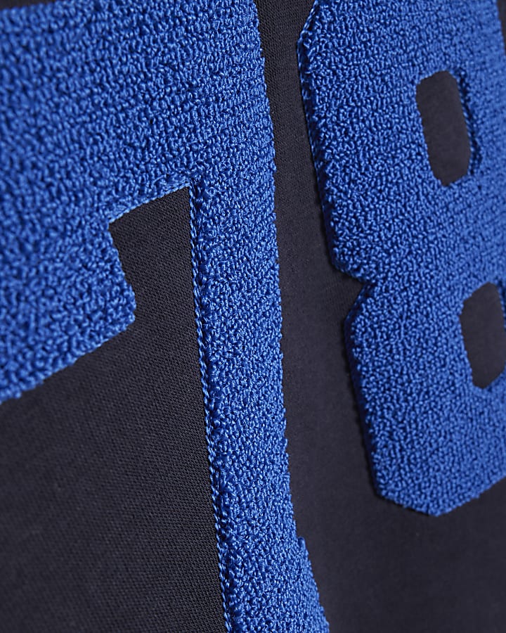 navy manica lunga con colletto numero felpa