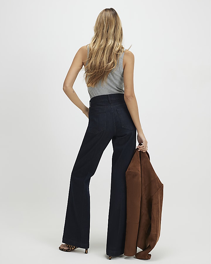 blue mid rise jeans bootcut