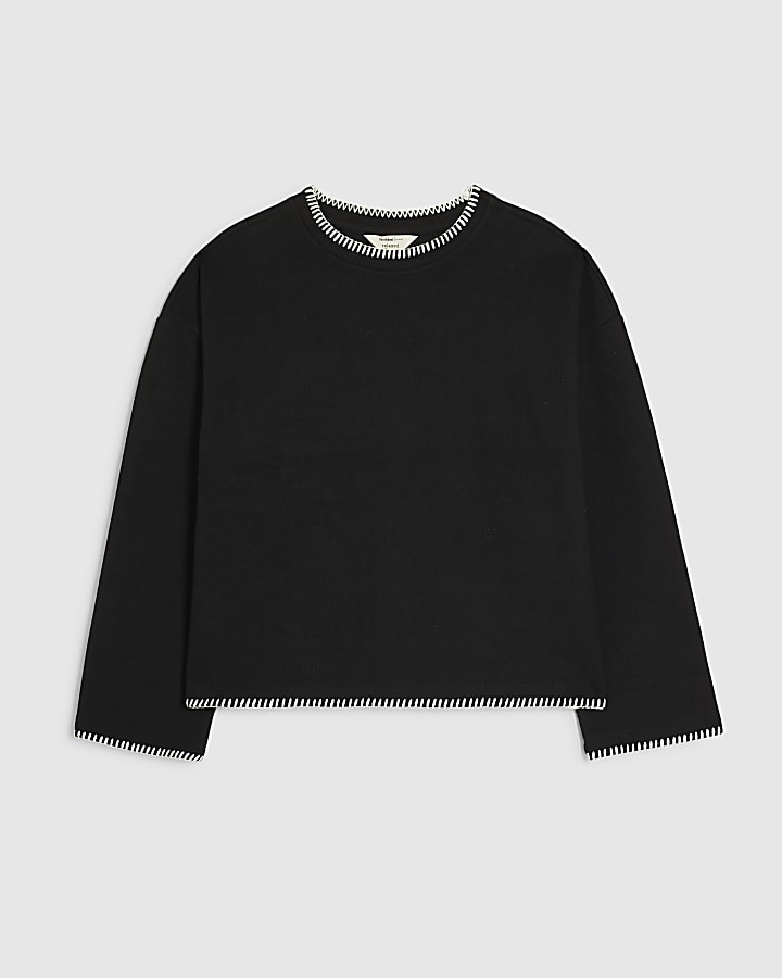 nero whipstitch accogliente felpa