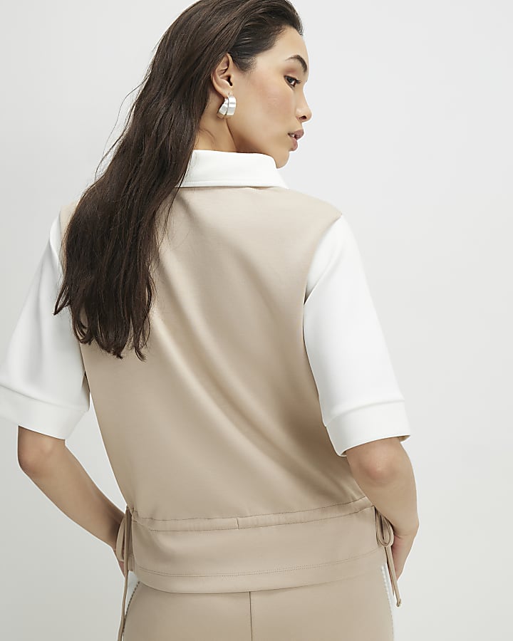 colore beige bloccato polo shirt