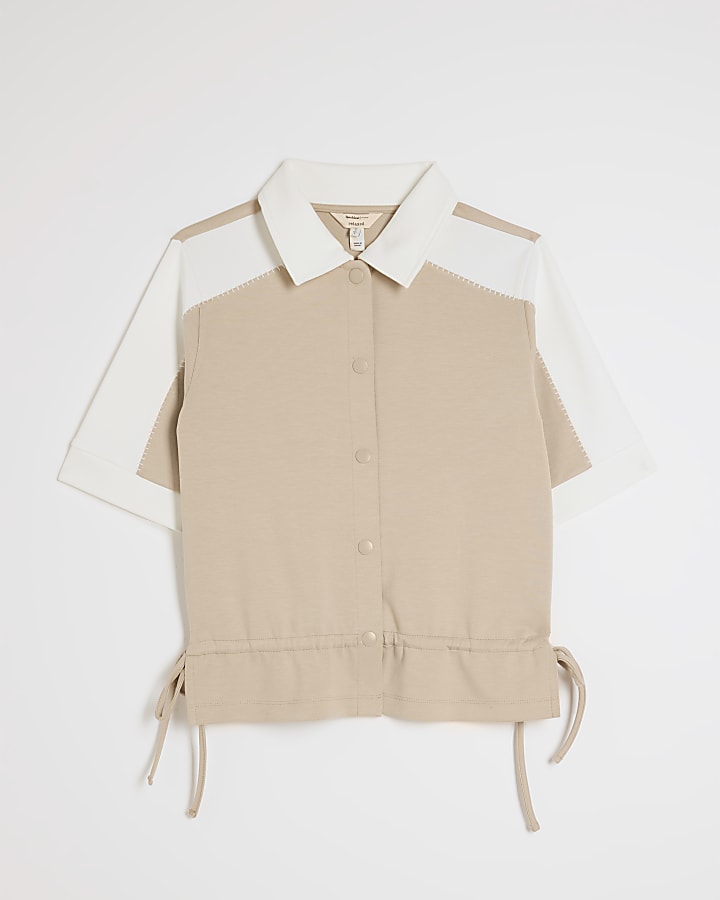 colore beige bloccato polo shirt